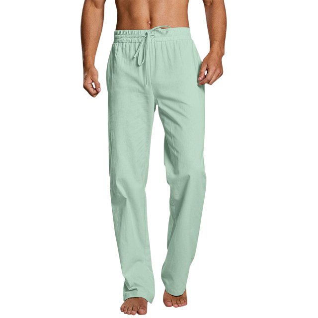 Business Casual Pants Men Solid Short Full Length Straight Pant Short Drawstring Pocket Fashion Pant Pantalon Été Homme Green M