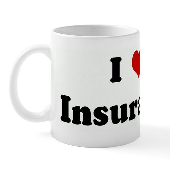 CafePress - I Love Insurance Mug - 11 oz Ceramic Mug - Novelty Coffee Tea Cup