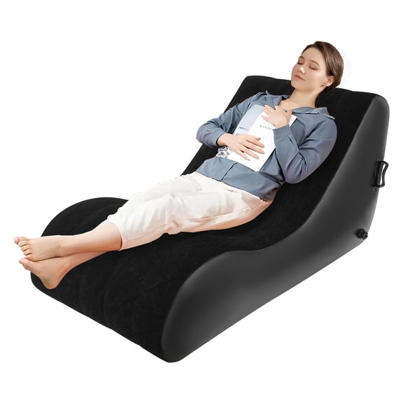 TFCFL Inflatable Sofa Bed Portable Foldable Blow Up Couch S-shaped Flocking Fabric Sleeping Pad For Adult