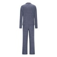 thumbnail image 4 of VBTAPA Womens Pajama Sets Long Sleeve Ribbed Knit Lounge Set Button Down Soft 2 Piece Pjs Navy M, 4 of 8