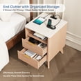 thumbnail image 3 of Gianna Set of 2 Nightstands with Charging Station, Faux Marble Top Bedside Table with 2 Drawers and Open Shelf for Bedroom, Living Room, Wood, 3 of 7