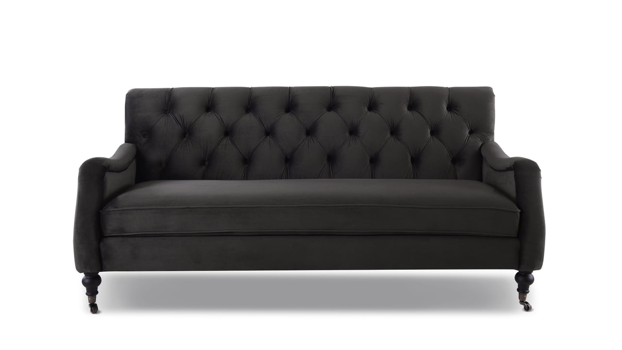 Jennifer Taylor Home Xander Tufted Sofa Metal Casters Navy Blue