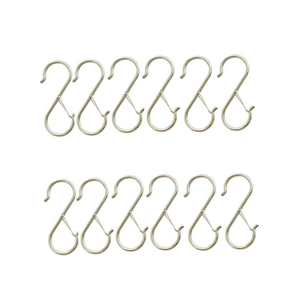 12x ganchos de Metal en forma de S, ganchos para estante de ollas de cocina, ganchos multifuncionales de 3,6 pulgadas para armario resistente, ollas, Plata