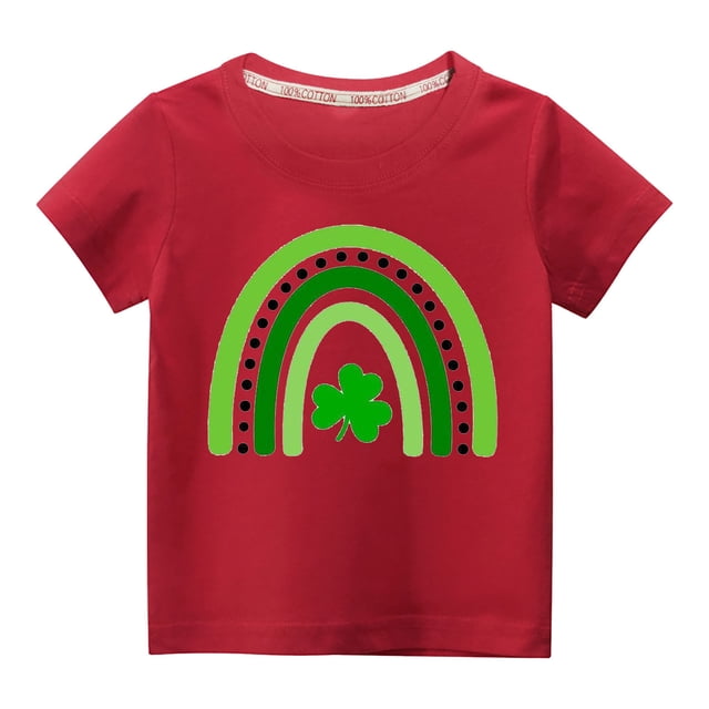 Besolor T-Shirts de la Saint-Patrick pour Enfants Garçons Filles Manches Courtes Hauts d'Été Décontractés Col Rond Blouse Graphique Tee