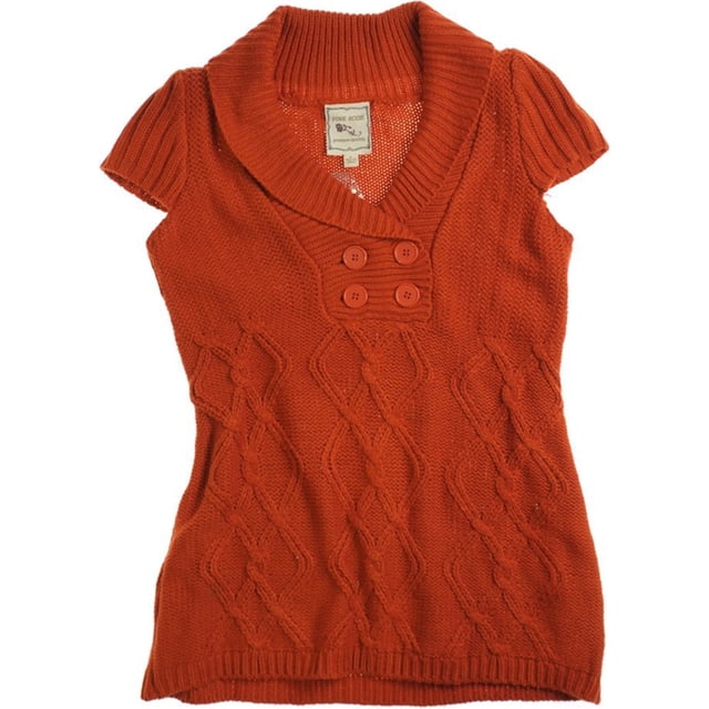 Pink Rose Womens Cable Knit 1/4 Button Cardigan Sweater, naranja, grande Pink Rose Cárdigan