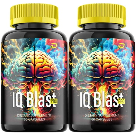 IQ Blast Pro Brain Supplement Capsules - IQBlast Pro All-Natural Maximum Strength Formula for Enhanced Memory and Focus Pills, 2 Pack, 120 Capsules