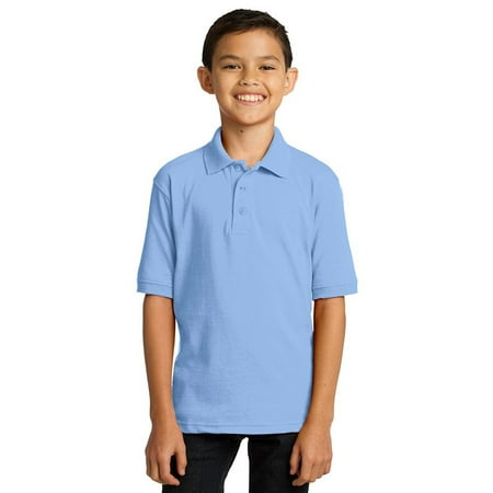 Port & Company Youth Polo T Shirts Short Sleeve Jersey Blend Uniform Kids