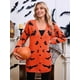 thumbnail image 4 of Cárdigan de Punto Holgado Informal de Larga con Botones para Mujer, con Diseño de Murciélago de Halloween. Color Naranja L, 4 of 10