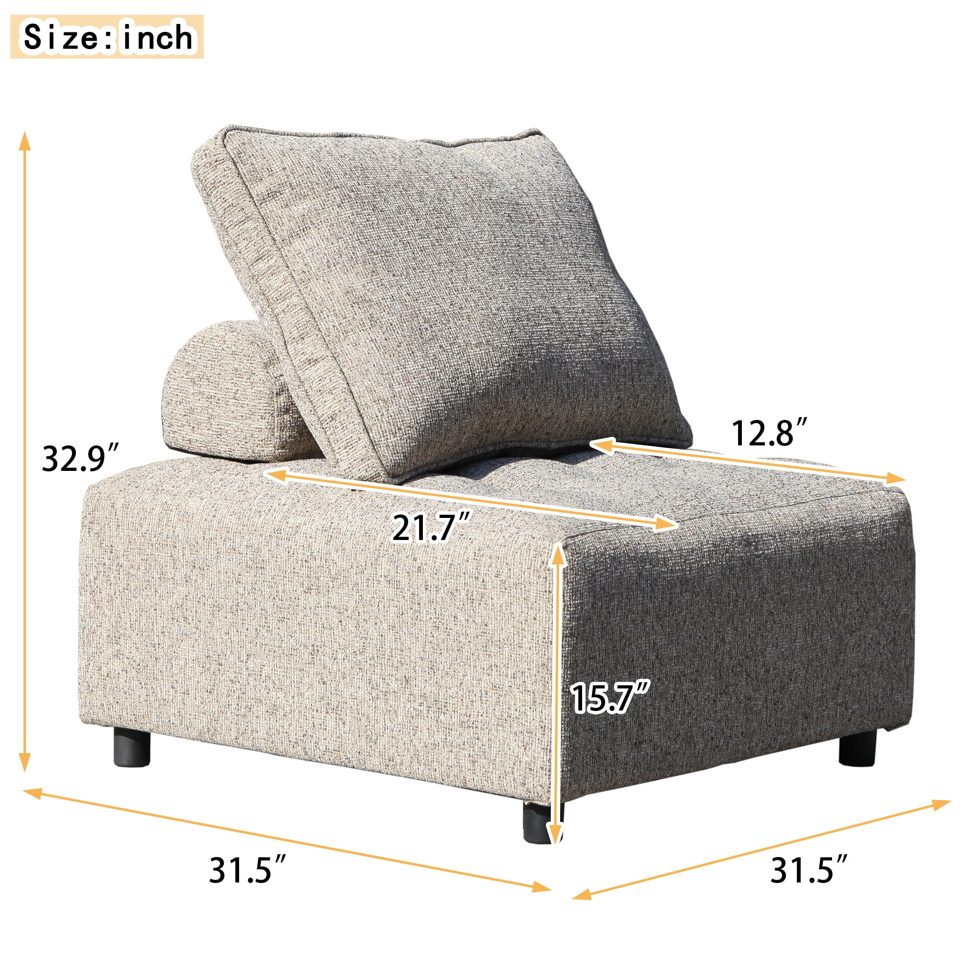 PORKISS 3-Piece Outdoor Sectional Sofa Set, Modern Patio Furniture with Aluminium Frame, Support and Back Cushion, Modular Couch with Waterproof Sofa Cover for Living Room, Balcony, Light Brown