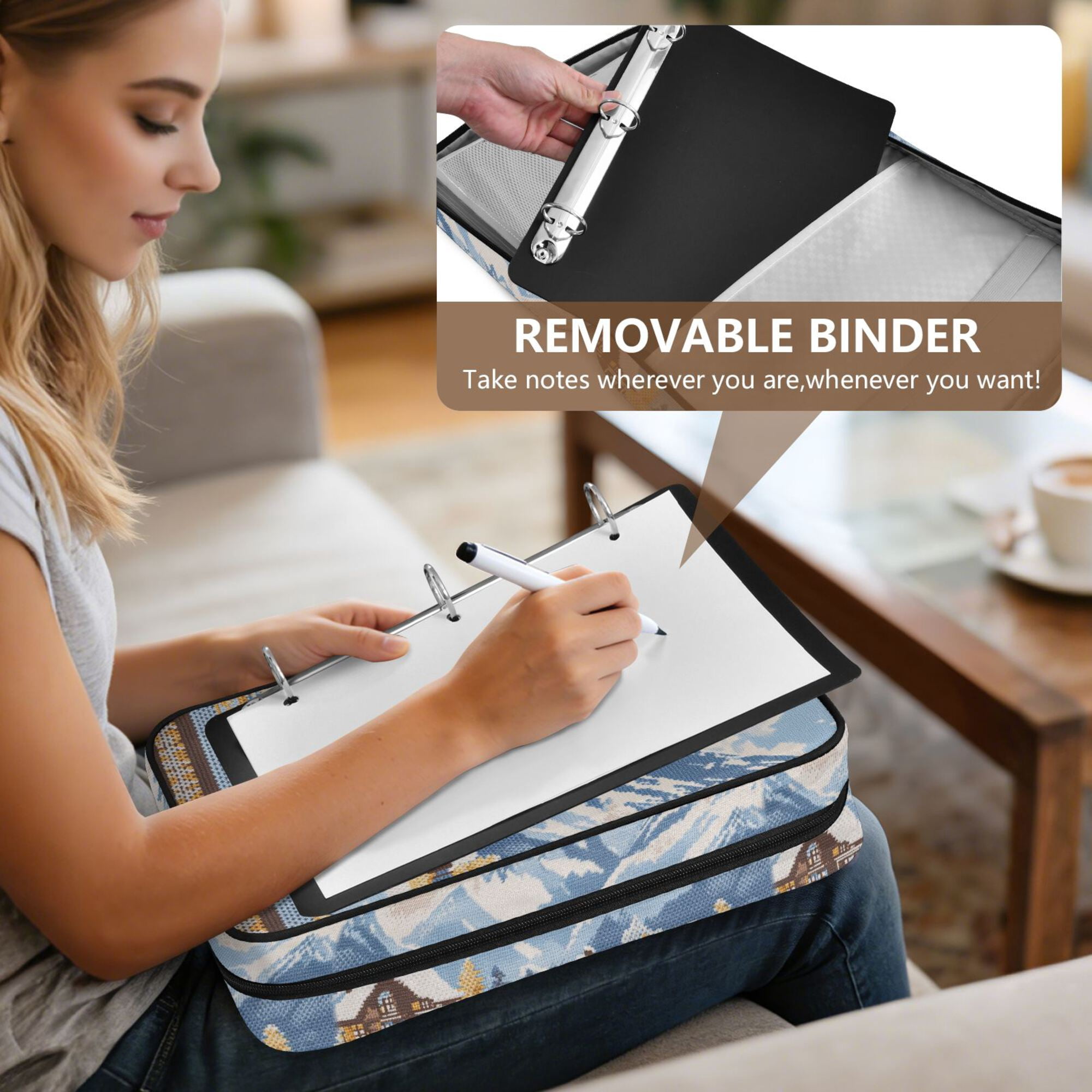 FORMRS Accordion File Folder A4 Size 7-Pocket Expanding Document Organizer Bag with 3 Ring Binder, Winter Mountain