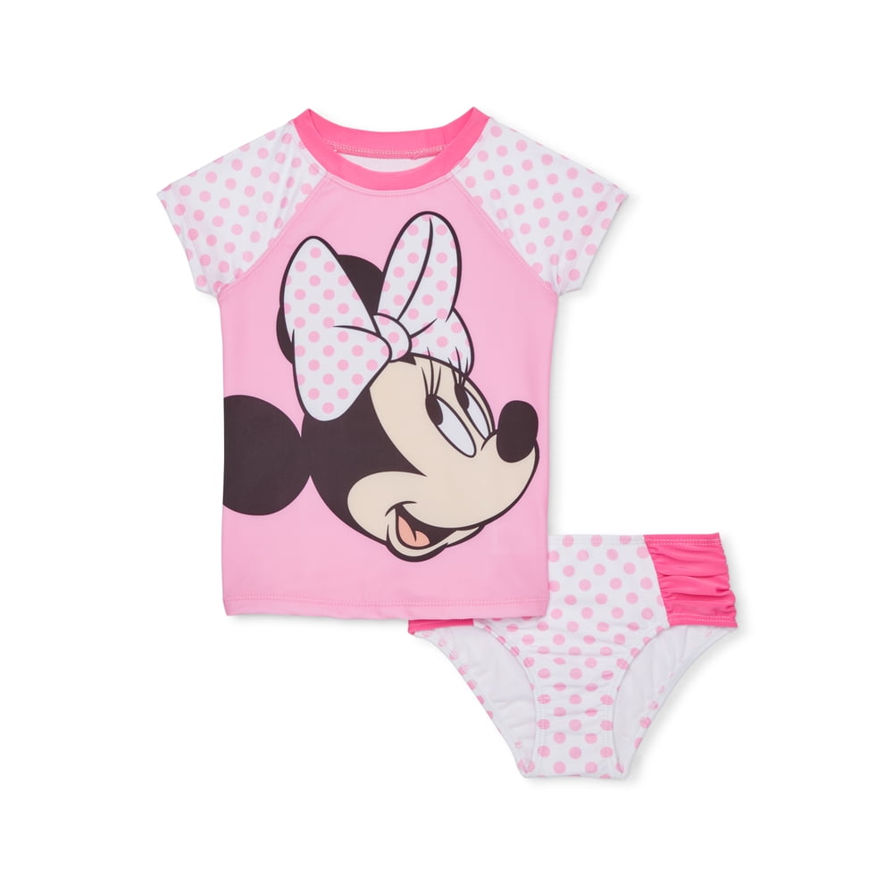 Minnie Mouse Minnie Mouse Toddler Girl Rash Guard TwoPiece Swimsuit