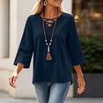 thumbnail image 3 of TGSLY V Neck Criss Cross Tops for Women Lightweight Soft 3/4 Sleeve Solid Color Shirts Relaxed Casual Trendy Early Fall Blouses XXL, 3 of 7