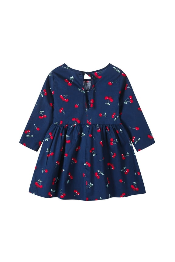 Toddler Kids Baby Girls Summer Dress Long Sleeve Printed Dress Floral Princess Dress