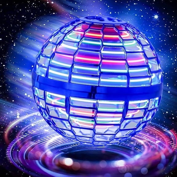 2026 New Flying Orb Ball Toys 360Rotating Soaring Hover Orb Boomerang Spinner Magic LED Lights Mini Drone Globe Hand Controlled Flying Ball Toys Cool Toys Gift (Blue)