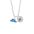 thumbnail image 2 of Delight Jewelry Silvertone Royal Blue ''Big Sister'' with Heart Silvertone Script Initial Disc - A - Charm Necklace, 20"+3", 2 of 4