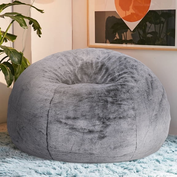 Comfy Memory Foam Bean Bag Chair, Round Lazy Sofa for Living Room, Bedroom & Apartment, Machine Washable Velvet Cover