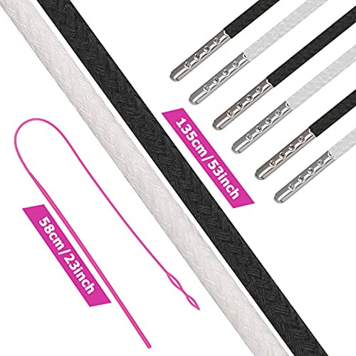 5 Black & 5 White Hoodie String Replacement with Pink Flexible Drawstring Threaders for Pants Sweatpants Hoodies Jackets Shoes 10 Pieces Drawstring Cords with Easy Threaders