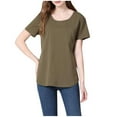 thumbnail image 4 of SGFCWSX Women Maternity Nursing Tops, Shorts Sleeve Crew Neck Solid Color Breastfeeding Shirts Blouse Army Green XL, 4 of 6