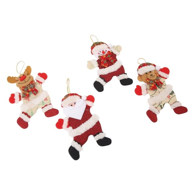Adornos para árbol de Navidad ANGGREK 4 Uds tela de algodón colgante muñeca linda