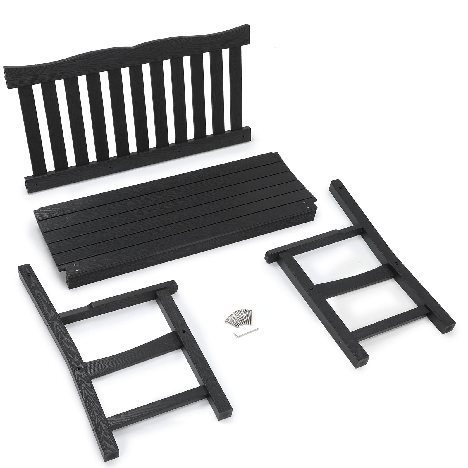 Stoog Two Person Outdoor Garden Bench with Armrest, Loveseat Porch Chair with 800 lbs Capacity, HIPS All-Weather for Patio Porch Backyard Park, Black