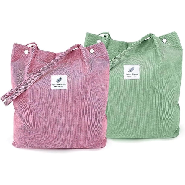 PCS Bolso de mano para mujer, Bolsa de pana para mujeres y niñas,pequeño bolso de mano elegante para mujer,Con Bolsillo Interior,Para El Viajes, Escuela, Compras