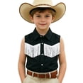 thumbnail image 3 of LYHaoo Boys And Girls Western Cowboy Shirt,Fringe Shirt Sleeveless Button Down Tassel Shirts for Kids,5-6 Years, 3 of 6