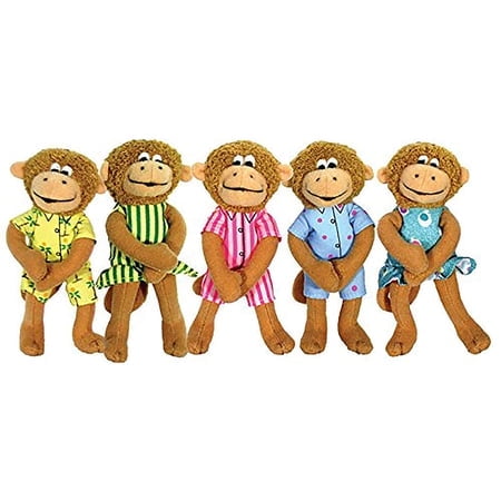 Merrymakers Ensemble de Jeu Marionnette à Doigt Cinq Petits Singe 5 Pouces Chlorure de Polyvinyle