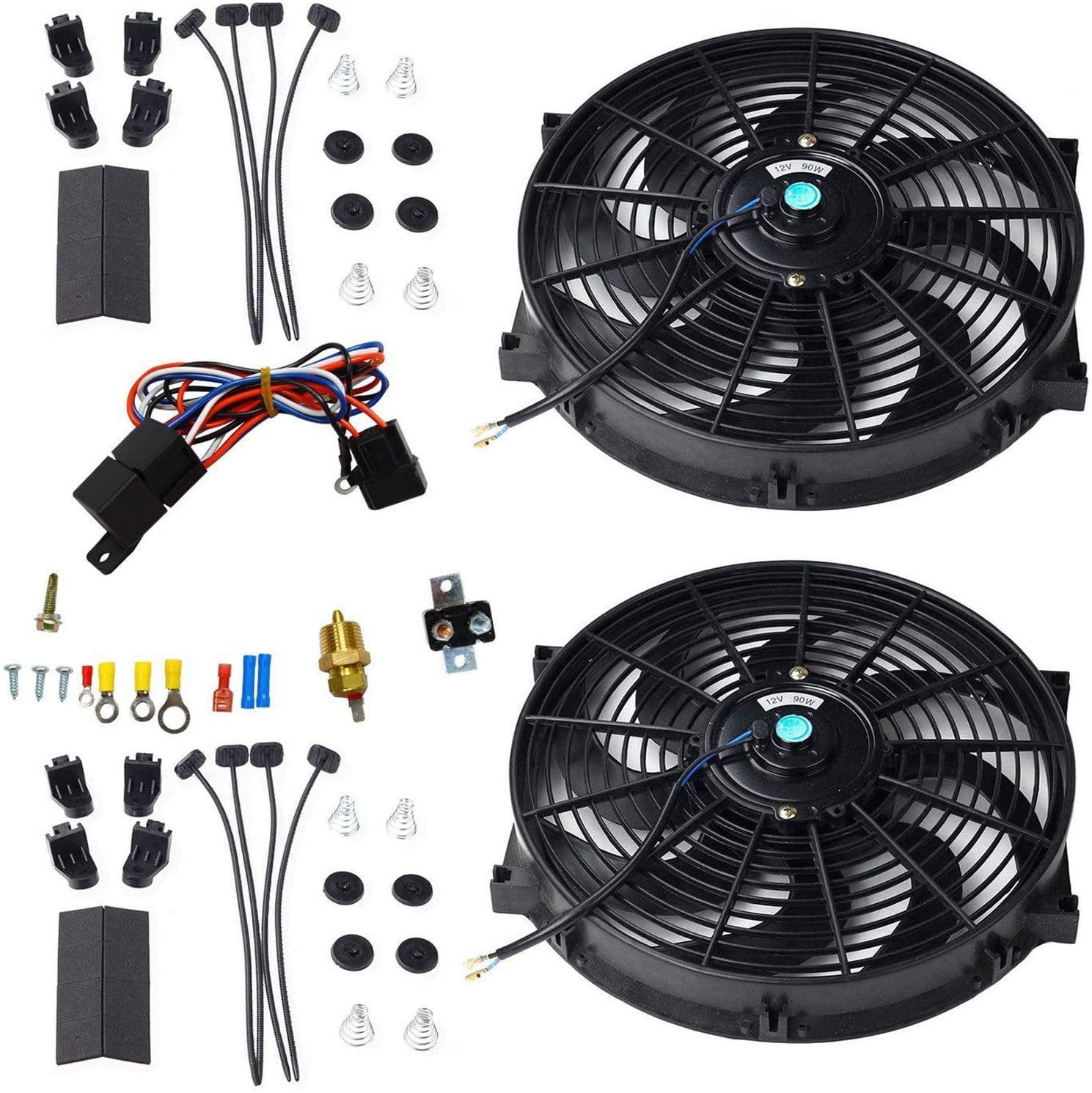BLACKHORSE-RACING 10' Electric Radiator Cooling Fan w/ & Thermostat Relay &  Mounting Kits (2 Pcs) - Walmart.com