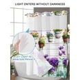 thumbnail image 6 of No Hook Shower Curtain with Snap-in Liner, Spring Purple Flowers Waterproof Fabric Bathroom Curtains, Botanical Vases Pots Floral Wooden Bath Curtains & Mesh Top Window 54"x78", 6 of 9
