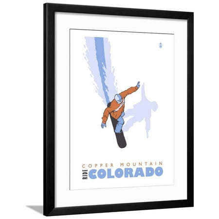 Copper Mountain, Colorado, Snowboard Stylized Framed Print Wall Art By Lantern