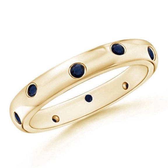Round Shape Blue Sapphire Eternity Band Ring Women 925 Sterling Silver Rose Gold Plated September Birthstone Christmas New Year Gift Gemstone Jewelry