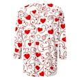 thumbnail image 5 of WREESH Womens 3/4 Sleeve Tops Valentine's Tie-Dye Heart Graphic T-Shirts Blouses Fashion Spring Summer Crew Neck Shirts White, 5 of 5