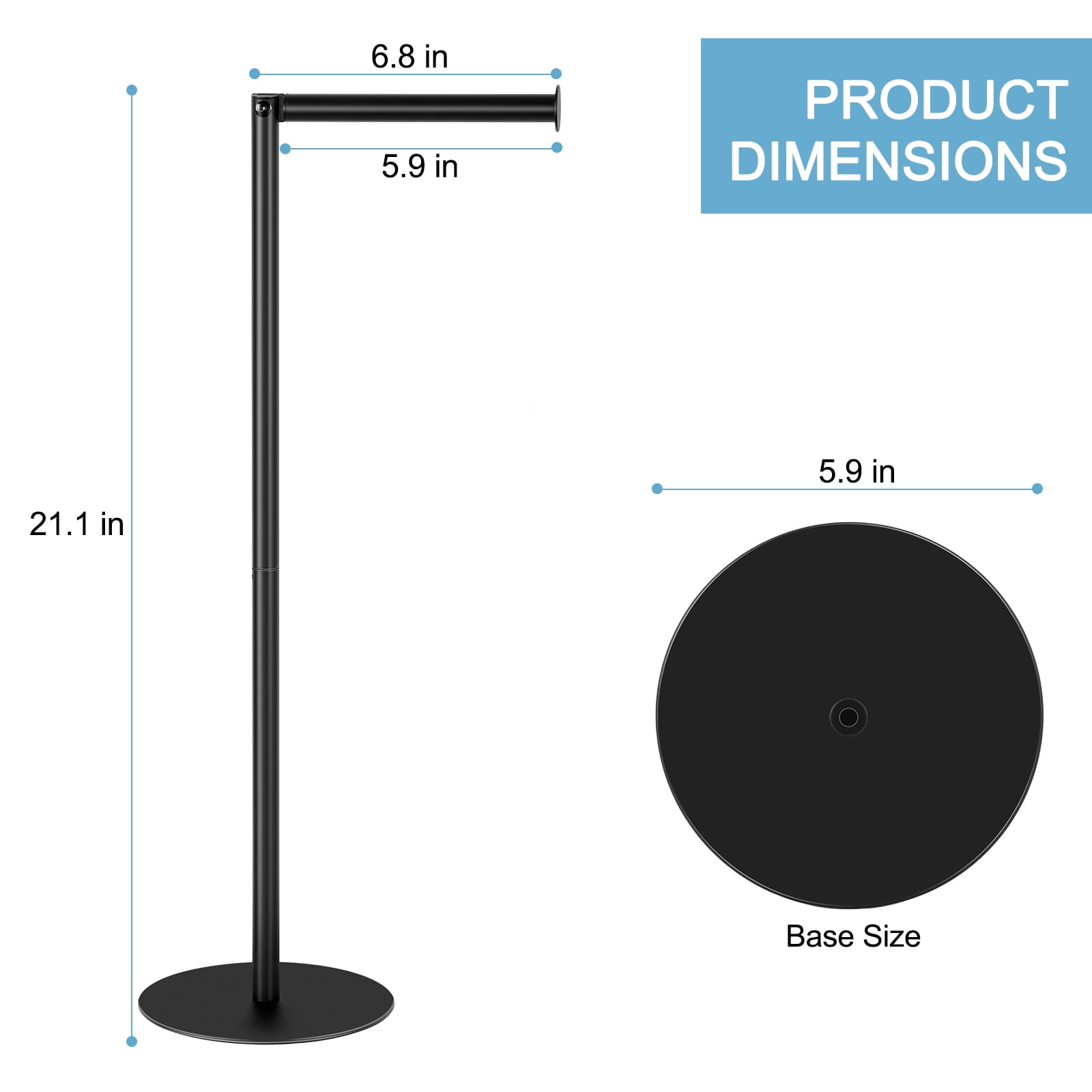 Freestanding Metal Toilet Paper Holder Stand, Black