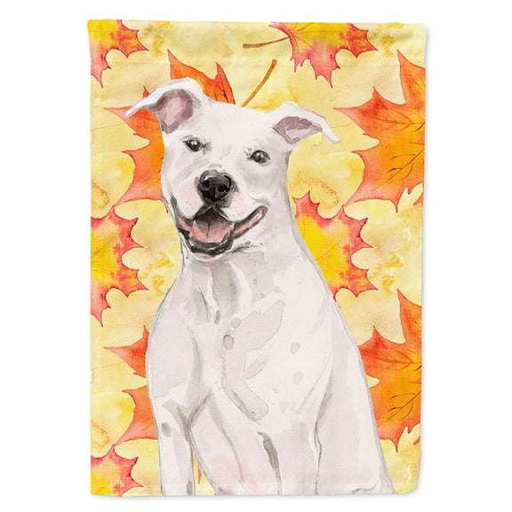 White Staffie Bull Terrier Fall House Flag