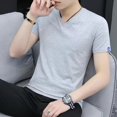 thumbnail image 3 of Camisetas holgadas con cuello en V para hombre, camisetas sencillas, ropa de calle informal, camisetas para hombre, camisetas estampadas, venta al por mayor, suaves, góticas, grunge, originales, 3 of 5