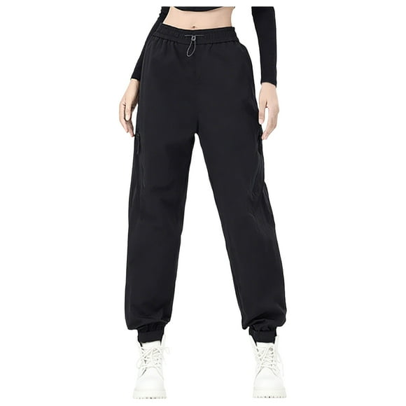 Black Ladies Track Gym Brunch Running Going Out Pants for Women Waterproof Straight Leg Basic Long Leg Fall Summer Pants 2025 Clothes XL