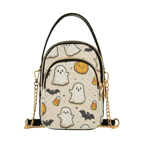 FORMRS Crossbody Bag for Women Quilted Travel Shoulder Cell Phone Purse with Chain Strap Handbag, Halloween Cute Ghosts