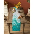 thumbnail image 5 of Teal Waves Abstract Table Runner 72 Inches, Gradient Fluid Water Ripple Bed Runner Dresser Scarves Tabletop for Indoor Outdoor Parties/Ceremony/Banquet, 13" x 72", 5 of 8