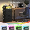 thumbnail image 4 of YSNW Night Stand Set 2 with Charging Station, Tall Nightstand with 5 Drawers, LED Nightstands with Ports & Outlets, Black Night Stand with Extra Side Bag & Hooks, Night Stands, Side Table, 4 of 9