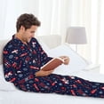 thumbnail image 2 of Mens Pajamas Set - Winter Skiing Snowflakes Comfy Long Sleeve Button Up Pajama Sets for Men 2 Piece, Soft Sleepwear Nightwear Pjs Lounge Sets for Men with Pockets, 2 of 5