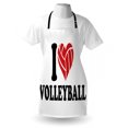 thumbnail image 4 of Volleyball Apron, I Love Volleyball Typography with a Ballheart Sports Admirer, Unisex Kitchen Bib with Adjustable Neck for Cooking Gardening, Adult Size, Charcoal Grey Vermilion, by Ambesonne, 4 of 4
