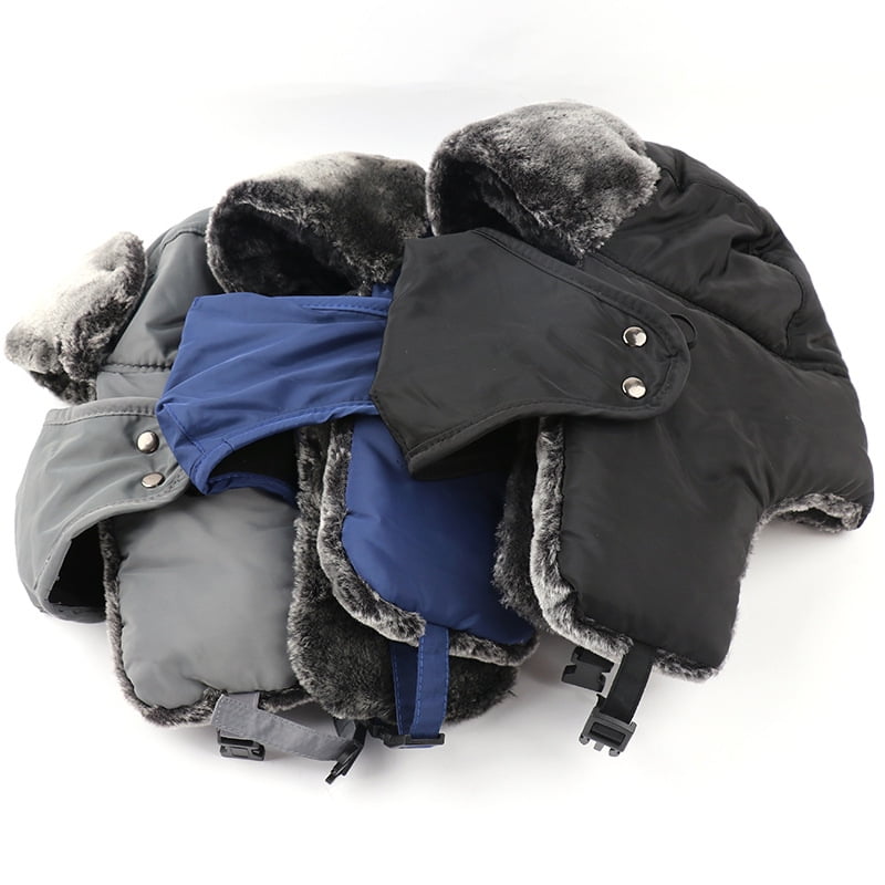 Okli_Rsoe Unisex Winter Trapper Hat, Waterproof Warm Faux Fur Ski Cap with Mask, Black