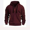 thumbnail image 3 of Quarter Zip Sweatshirt Tops Men Hoodie with Multi Pockets Sweatshirt Blouse Solid Color Hoodies Long Sleeve Hooded Sweatshirts Gym Sports Activewear Comfort Fall Winter Blouses Casual Sweater, 3 of 7