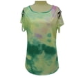 thumbnail image 5 of B91xZ Été Hauts pour les Femmes 2024 Manches Courtes Col Rond Solide T-Shirt, Vert XXXXXL, 5 of 5