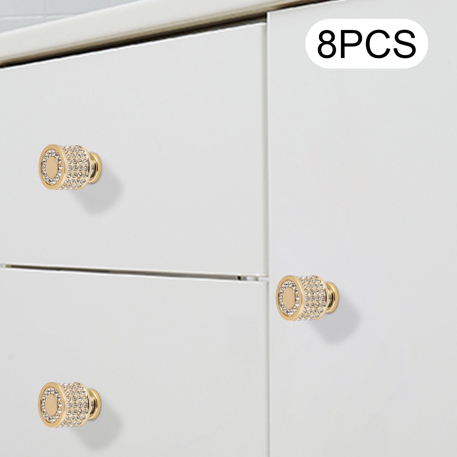 8 Pcs Modern Gold Cabinet Knob Shiny Cabinet Knob Round Furniture Handles for Home, Kitchen, Office