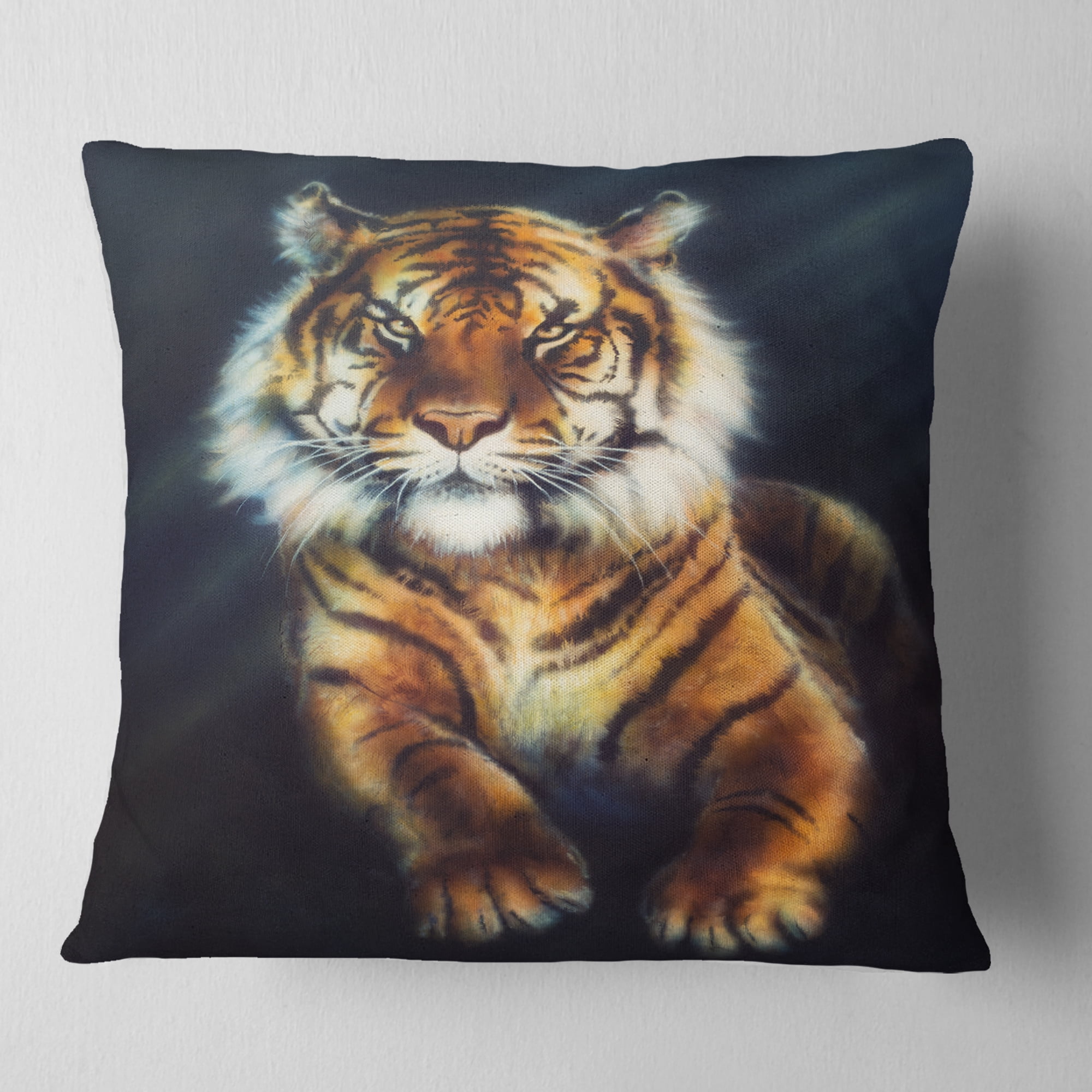 Designart Mighty Tiger - Animal Throw Pillow - 16x16