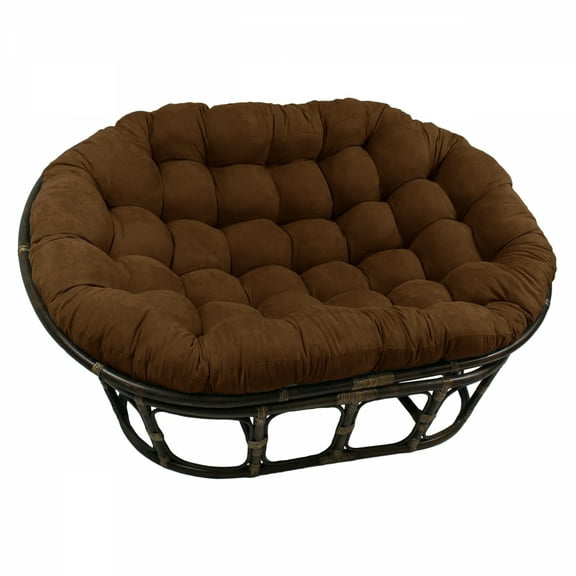 Double Papasan Chair Comfy Seating Walnut Finish Bohemian Style Living Room Game Room