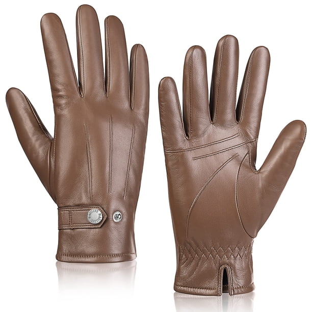 Guantes de piel de oveja genuina MAGILINK para hombre (Khaki-M)