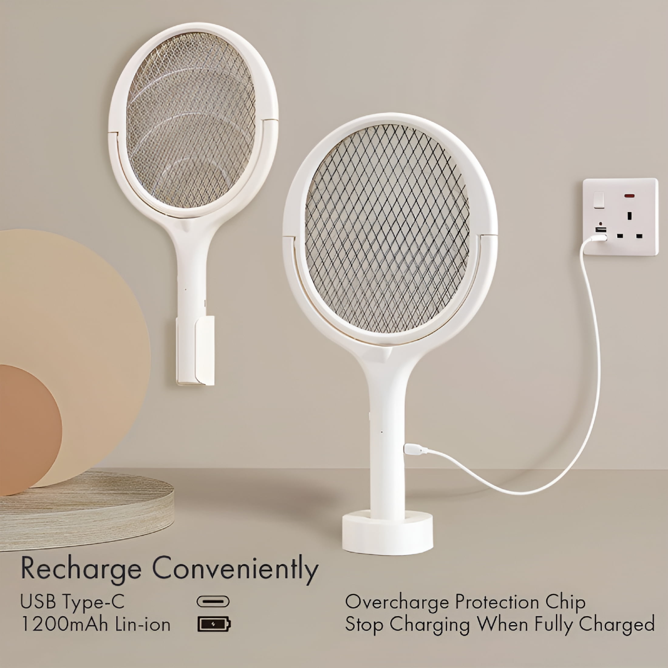 HBMYN GeckoMan Rotating Head Electric Fly Swatter with Telescopic Extension