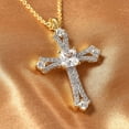 thumbnail image 3 of Cubic Zirconia Cross Necklace for Women - Stainless Steel Cz Pendant Faith Religious Jewelry - ION Plated 18k Yellow Gold Cross Chain Size 20 Inches Christian Birthday Christmas Gifts, 3 of 8